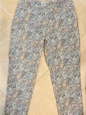 Talbots Paisley Print Pants in Light Blue, and Creamy Peach